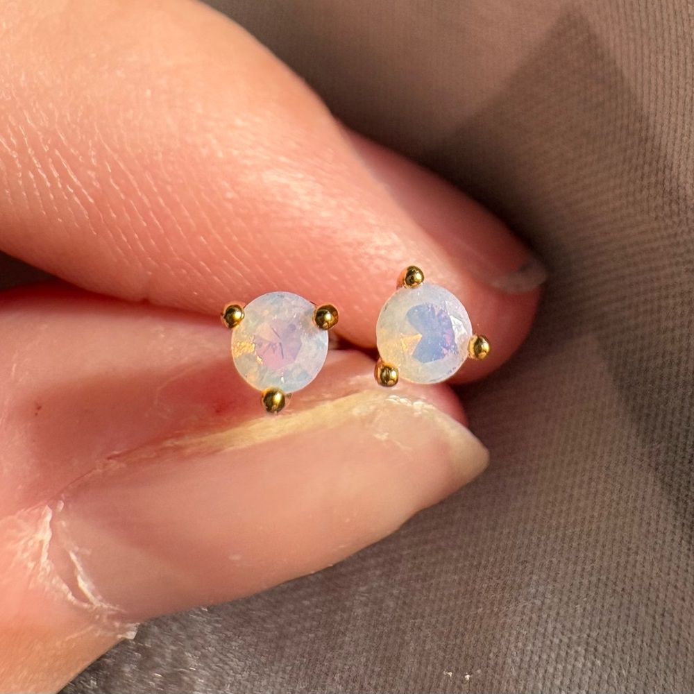 Gold Pink Crystal Earrings